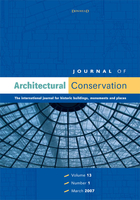 Portada da revista Journal of Architectural Conservation