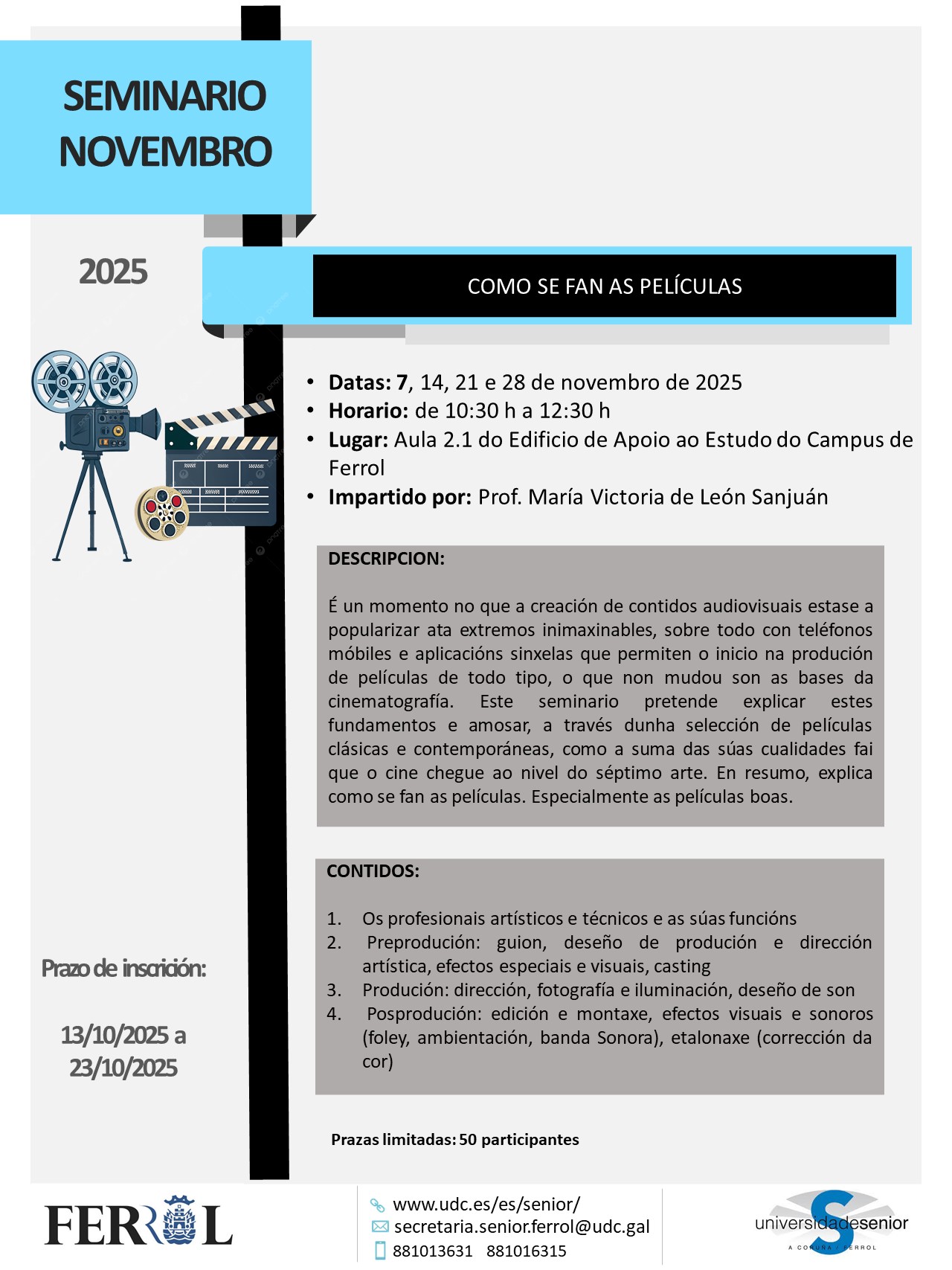 CARTEL SEMINARIO COMO SE FAN AS PELÍCULAS-2025 - FE